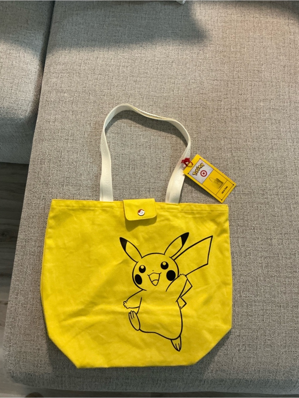 Pokemon Yellow Pikachu Tote Bag with White Handles